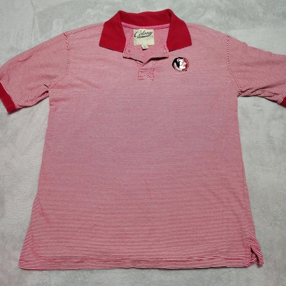 Colony‎ Dry Goods Florida State Seminole Polo Shirt Men XL Red/White Stripe